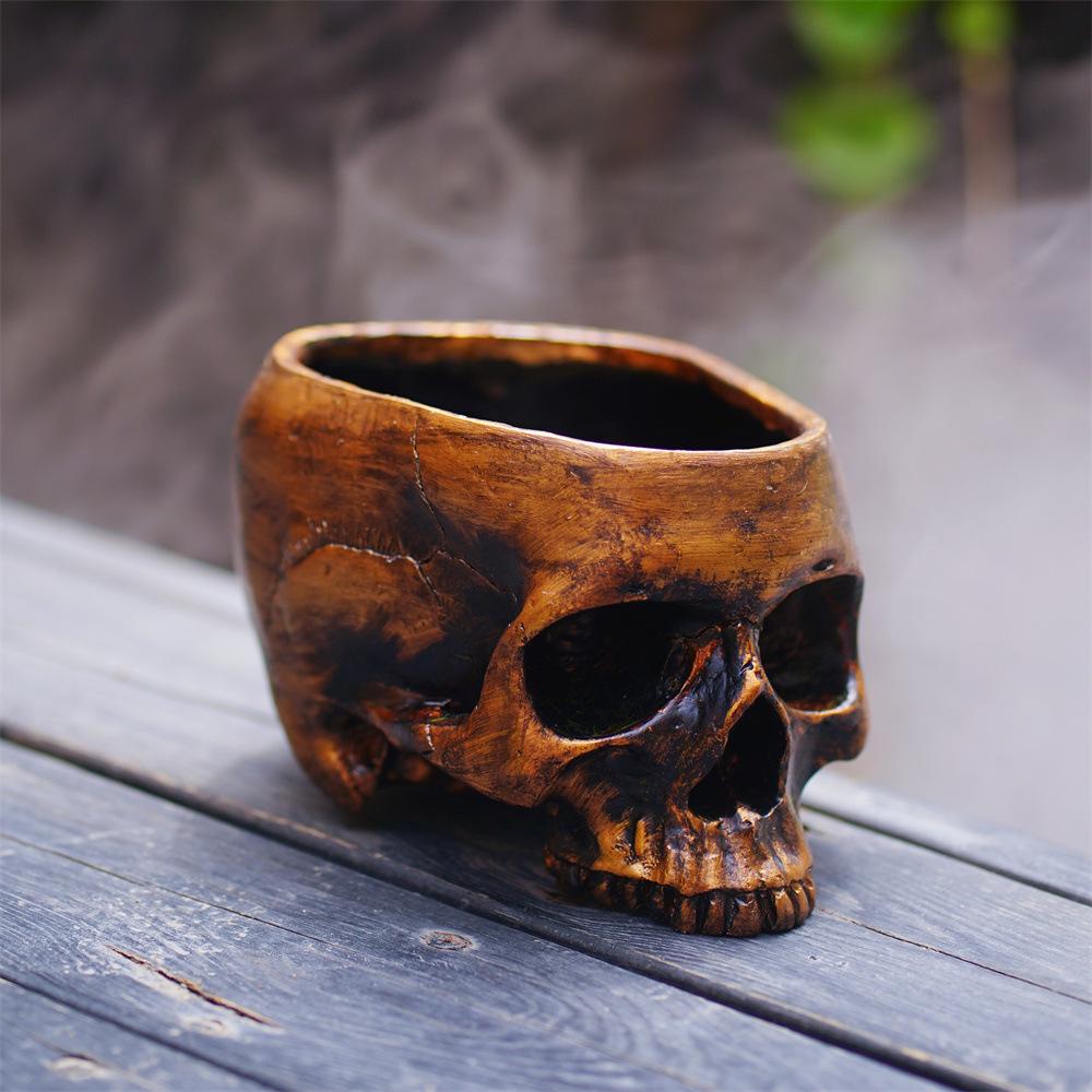 Bronze Skull Desktop Storage Ornaments Skull Flowerpot Halloween Holiday Decoration Home Accessories