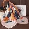Spring and summer mottled color block silk scarf women's square scarf thin with shirt neck protector decorative versatile foreign style scarf