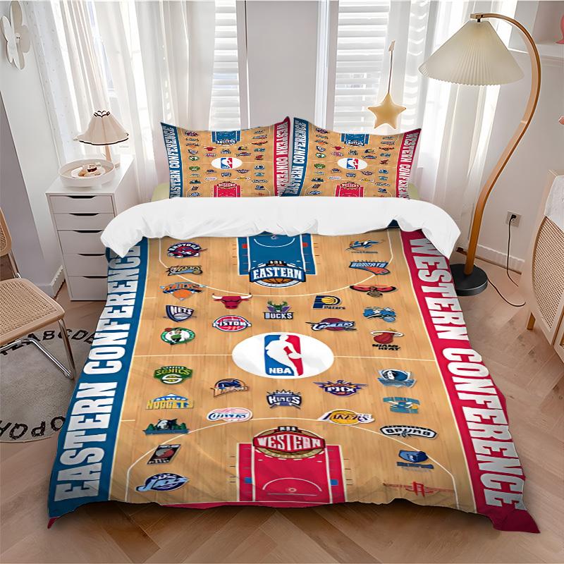 

3pcs bedding set Basketball Teams Includes 1 Comforter + 2 Pillowcases, Without Pillow Inserts, Soft Comfortable,a0910250 135x200cm