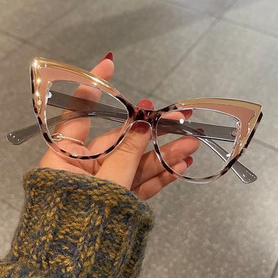 Women Luxury Brand Designer Plain Prescription Sexy Eyewear FrameY2k Popular Vintage Anti Blue Light Optical Cat Eye Glasses