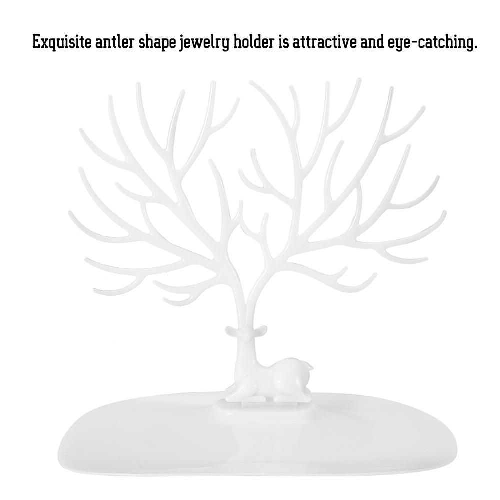 Antler Shape Dish Necklace Bracelet Pendant Jewelry Organizer Display Holder (White)