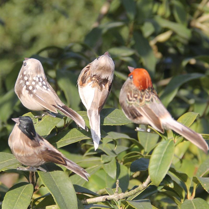 Foam Feather Artificial Birds Vividly Sparrow Garden Emulation Decoration Xmas Tree Robin Home Outdoor Yard Ornaments Randomly