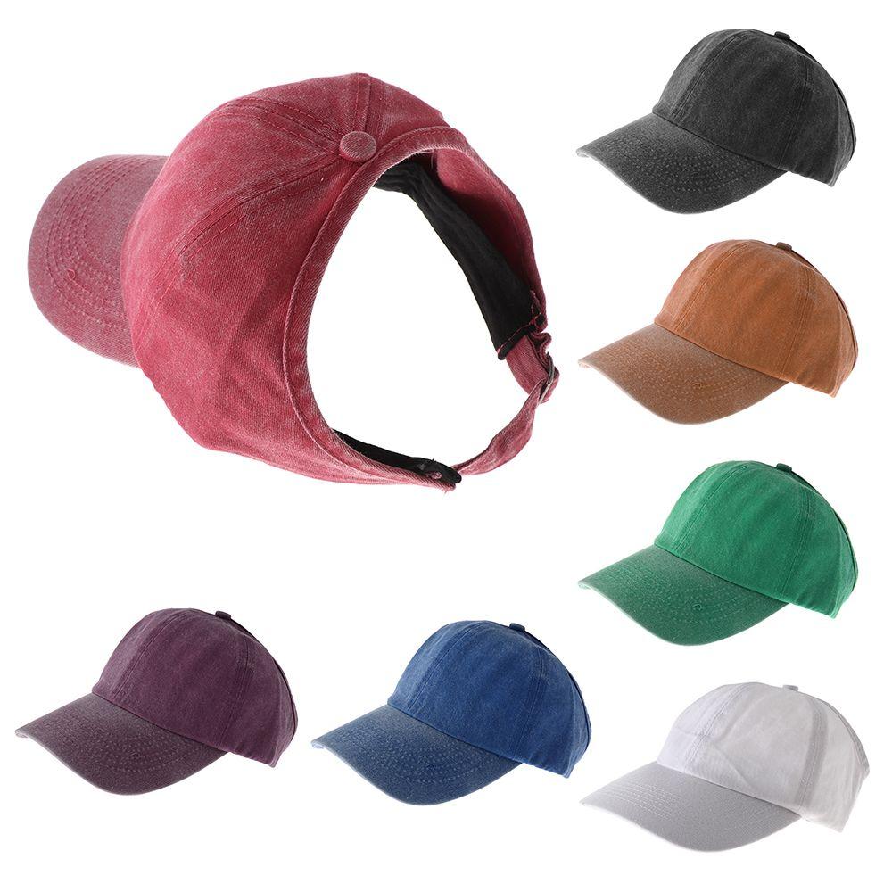 Adjustable Half-Empty Top Hip Hop Caps Sun Visor Hat Women's Baseball Cap Messy Bun Ponytail Cap
