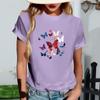Women's Fashionable Round Neck Casual Retro Print Short Sleeved T-shirt Top