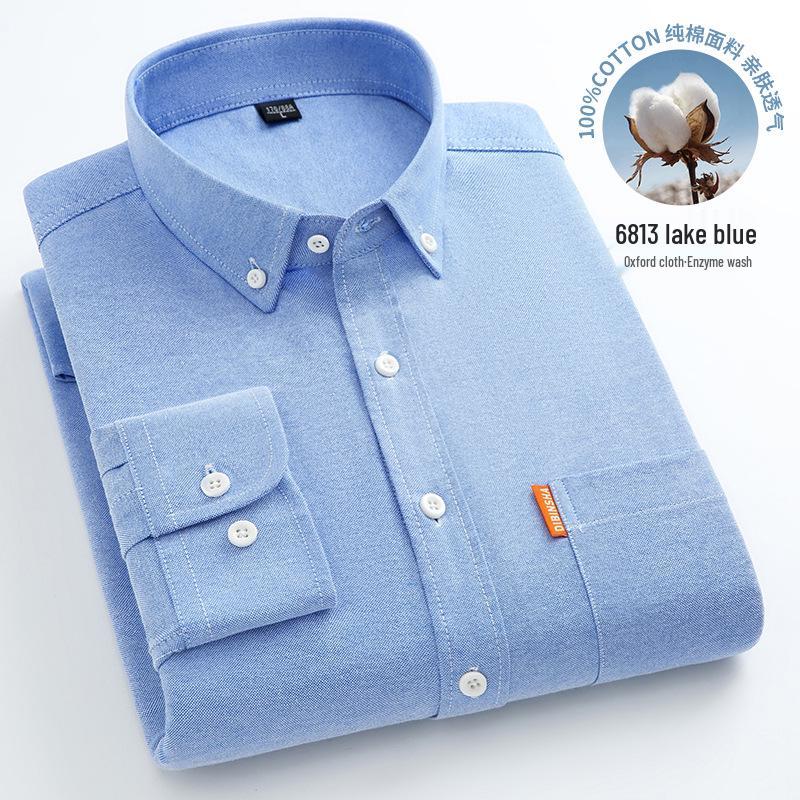 

Мужская рубашка Оксфорд с длинным рукавом из хлопка в стиле business casual для весны и осени XL
