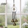 Spiritual Protection Wind Chime Witchy Bell Door Handle Hanging Ornament, Handmade Vintage Metal with Rustic Home Decoration Hemp Rope, Decorative for