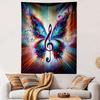 Musical Butterfly with Vibrant Colors Patterned Tapestry Home Decor, Suitable for Bedroom and Living Room, Gift