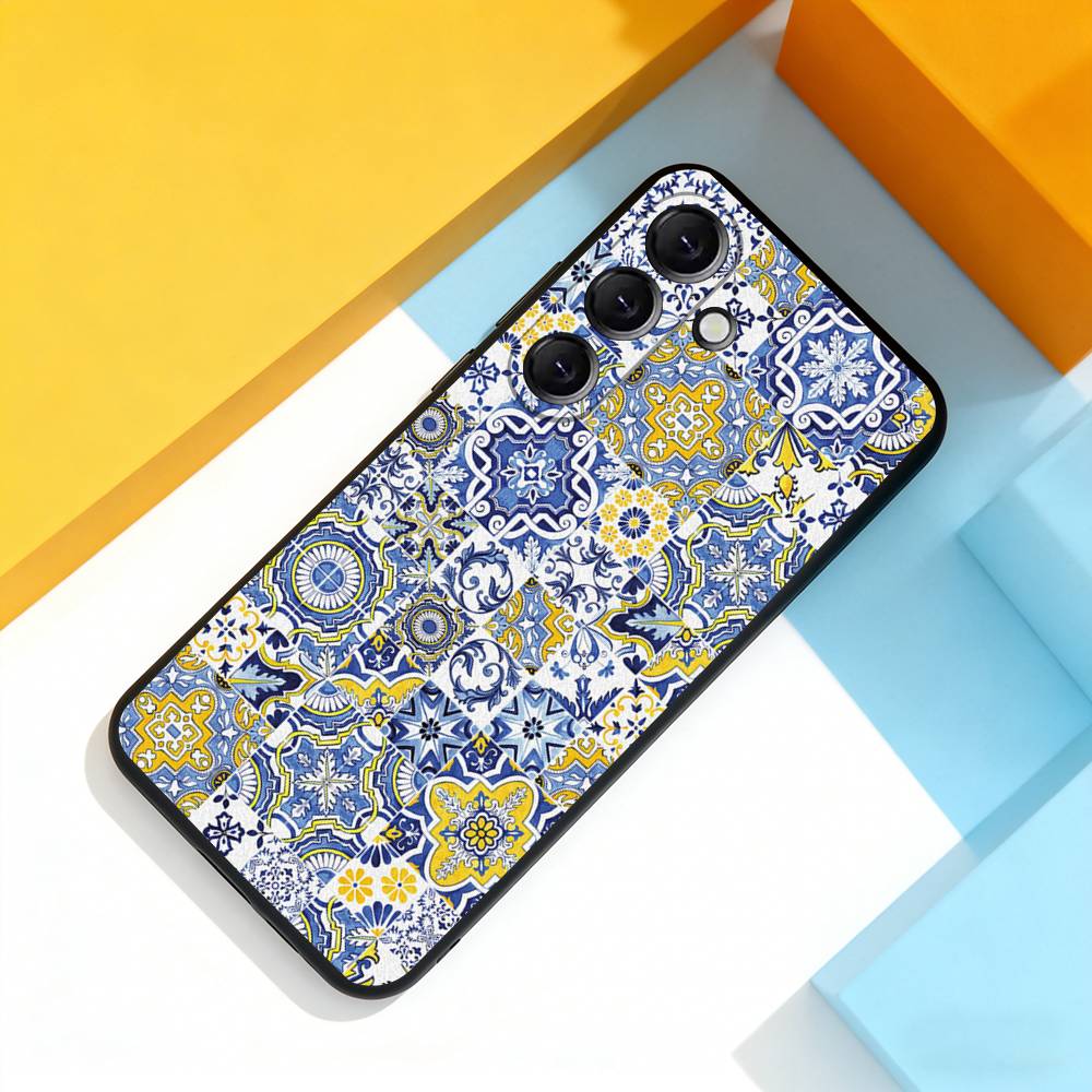 M-Moroccan Tile Cool Phone Case For Samsung Galaxy A 22,71,53,52,51,72,73,5G,Note,J7,8,9 Soft Black Cover