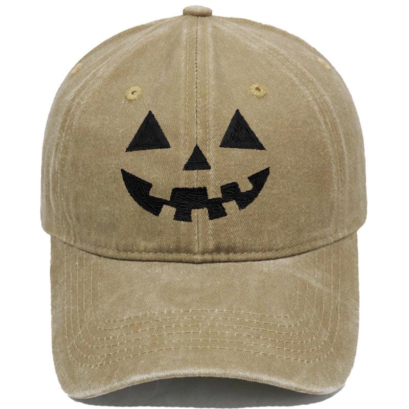 Cross-border Halloween Smiley Pumpkin Embroidered Vintage Baseball Cap - Unisex Casual Style