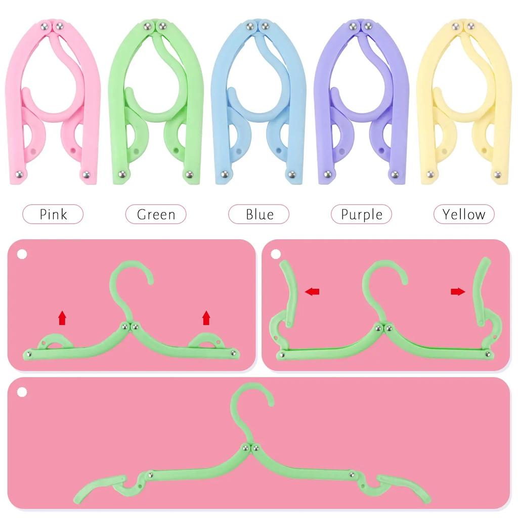 Folding Travel Hangers Portable Folding Clothes Hangers Travel Space Saving Foldable Clothes Drying Rack for Adult