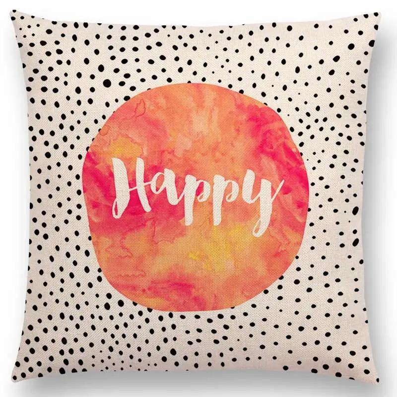 

Latest Happy Love Warm Words Colorful Spots Kind Heart Fierce Mind Brave Spirit Cushion Cover Car Decor Sofa Throw Pillow Case 30x30cm бежевый