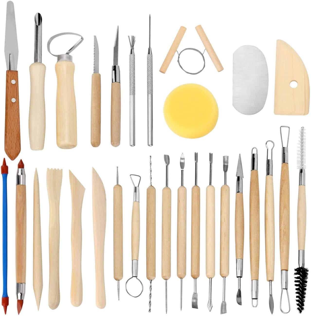 

Bview Art 30 Pieces Clay Sculpting Tools Wooden Handle Pottery Carving Tool Kit