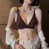 No steel ring underwear women's thin comfortable and skin-friendly non-marking French sexy deep V small chest flat chest triangular cup bra cover