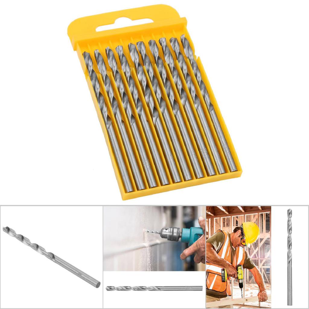 10pcs Twisted Drill Bit High Speed Steel Straight Shank Hole Opener Woodworking Drilling Tool