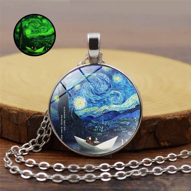 Unisex Gogh Van Starry Night Necklace Inspired By Classic Art And Modern Fashion