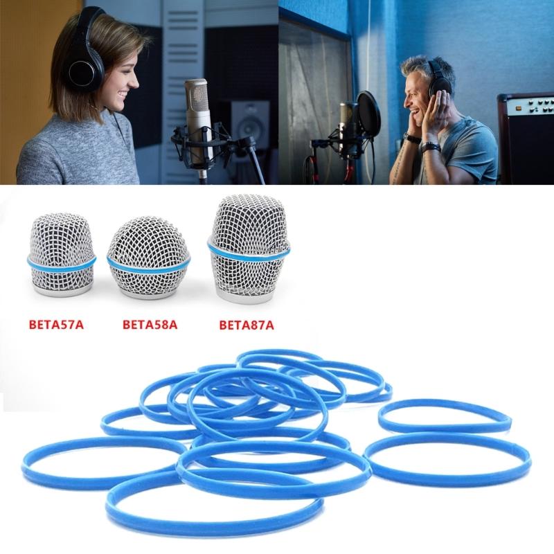 Microphones Rubber Bands, Blue, Easy To Replace for BETA58A/87A Clean Sound Quality