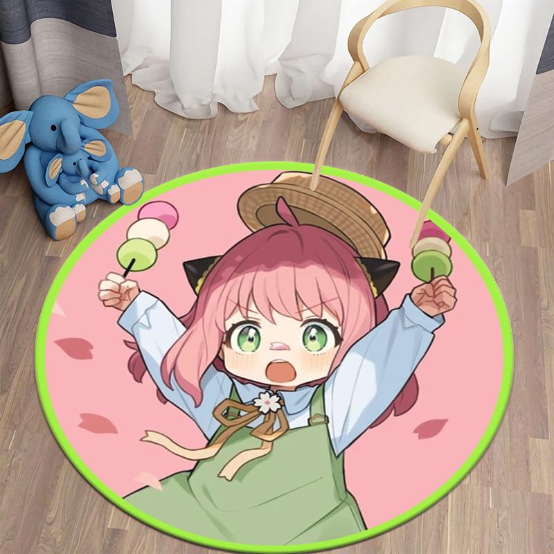 S- SPY×FAMILY Japanese Anime Cute Anya Forger Print Round Carpet.Bedroom,Balcony,Entry Door,Chair Non-slip Mat.Gift,Picnic,Rug