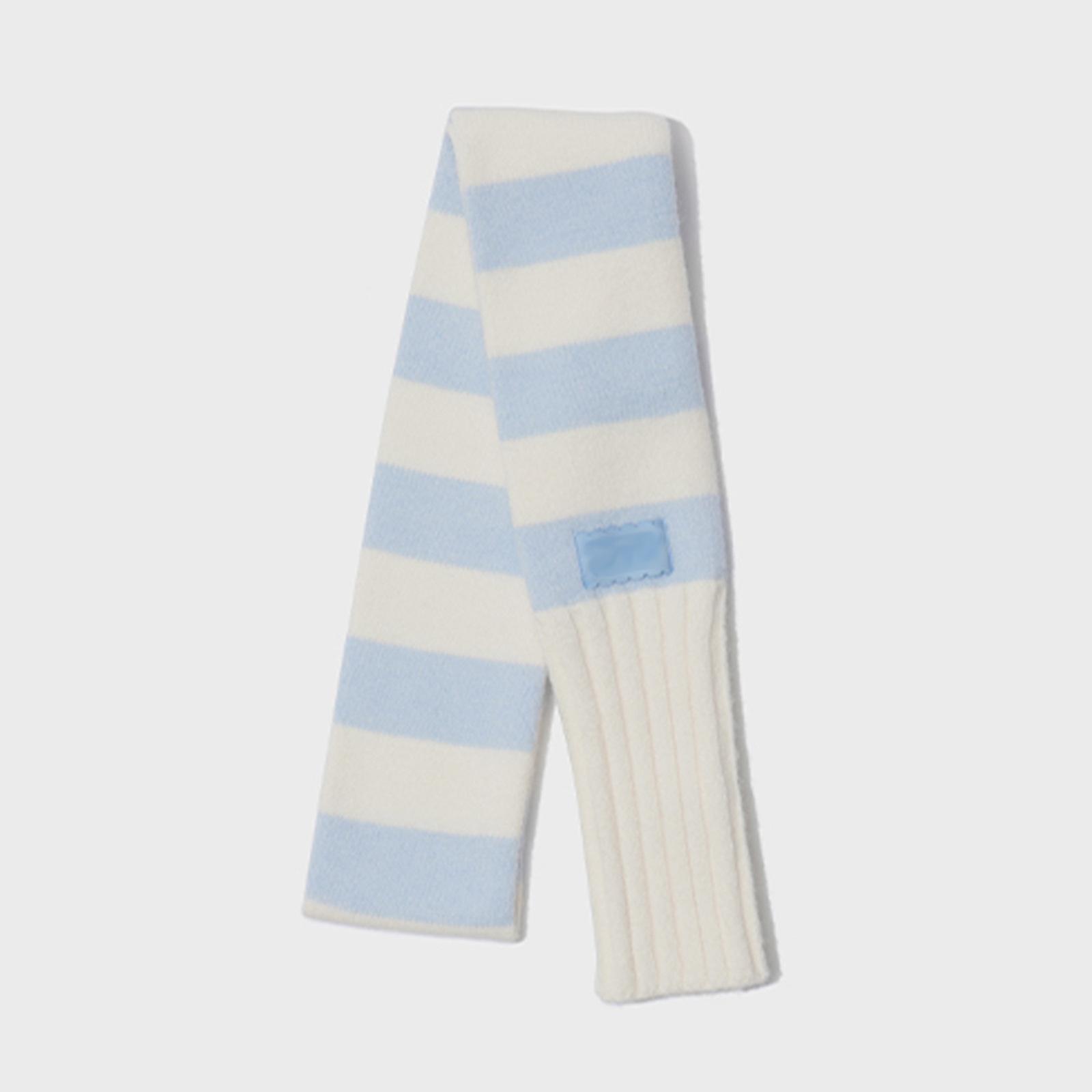 

Niche designer striped knitted scarf women s winter concave shape decorative high-end scarf