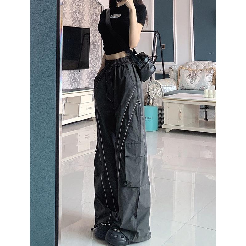 Spring Autumn Loose Casual High Waist Pants Women Solid Fashion All-match Cargo Pants Ladies Straight Trousers