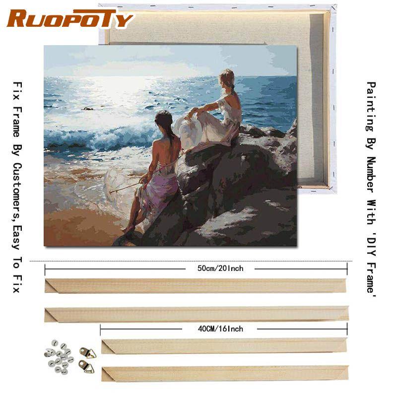 RUOPOTY DIY Frame DIY Painting By Numbers Figure Acrylic Picture By Numbers Handpainted Oil Painting Arts 40x50cm