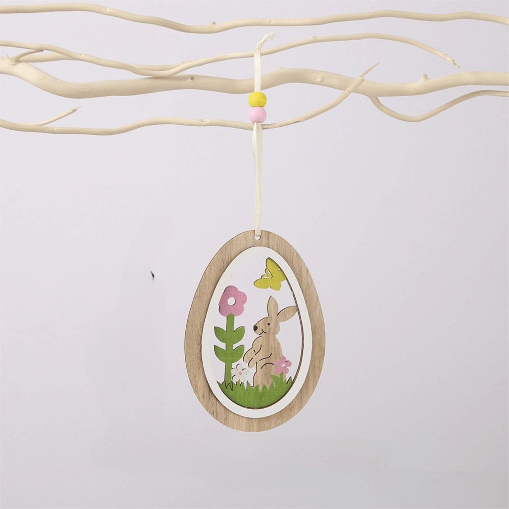 Easter Decor Easter Ornaments Wood Material Hanging Ornaments Wooden Ornaments  Outdoor Decor