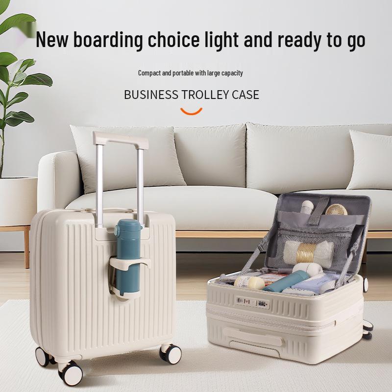 Side-Opening 18-Inch Large Cabin Trolley Case - Unisex Lightweight Carry-On with Password Protection