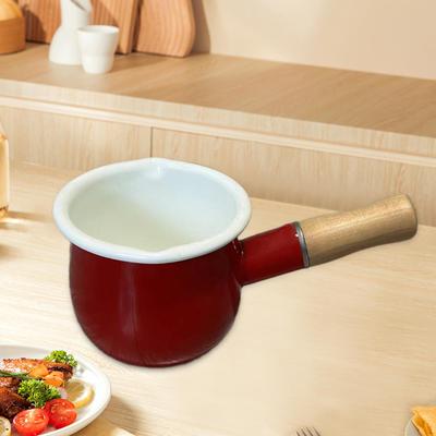 Mini Cazo de Leche de 17 oz, Cazo Pequeño Olla para Sopa Utensilio de Cocina Multiusos con Mango de Madera para Té