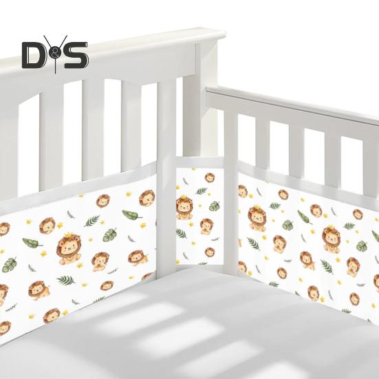 Breathable Mesh Crib Liner with Double-Sided Straps Baby Crib Safety Mesh Barrier Easy Installation Limb Protection Crib Bumper