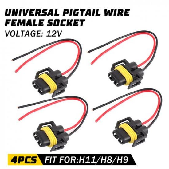 

Two Harness Female Pigtail Wire Head Light Low Beam Socket Connector Plug S H11