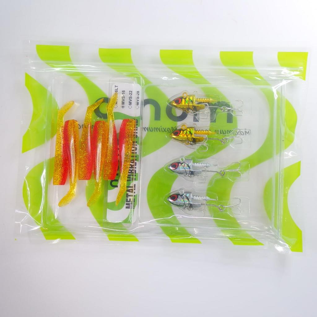 Momo Lure Sea Bass Lure Metal Jig Metal Vibration Shad Jig Head Shad Body Head x 4 75mm Shad Set [momo lure] MVS-16 MVS-22 MVS-28 (16g + 01)