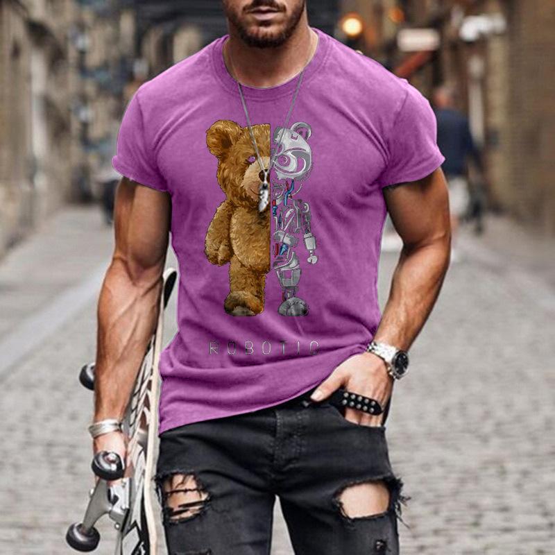 Summer Loose Casual Short Sleeved 3D Teddy Bear Short Sleeved T-shirt