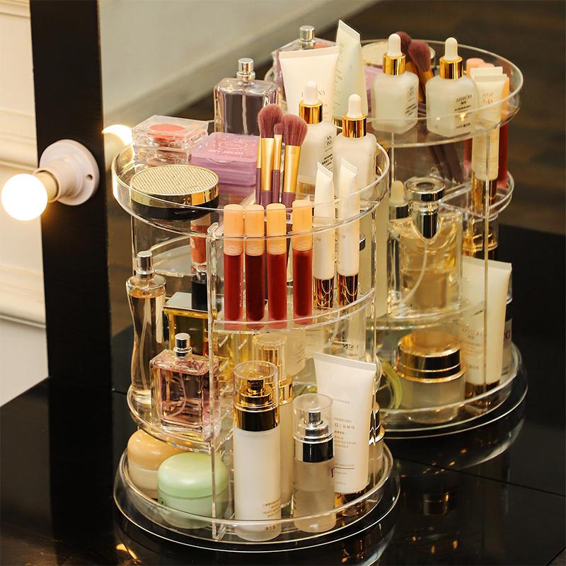360 Rotating Makeup Organizer For Vanity,Clear Spinning Organizer And Make Up Organizers For Counter