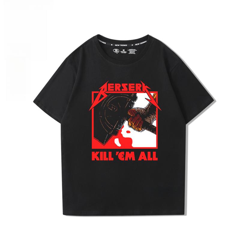 Berserk Anime Hübscher Druck 100% Baumwoll-T-Shirt Sommer Herren Lässig Bequem Atmungsaktiv Streetwear