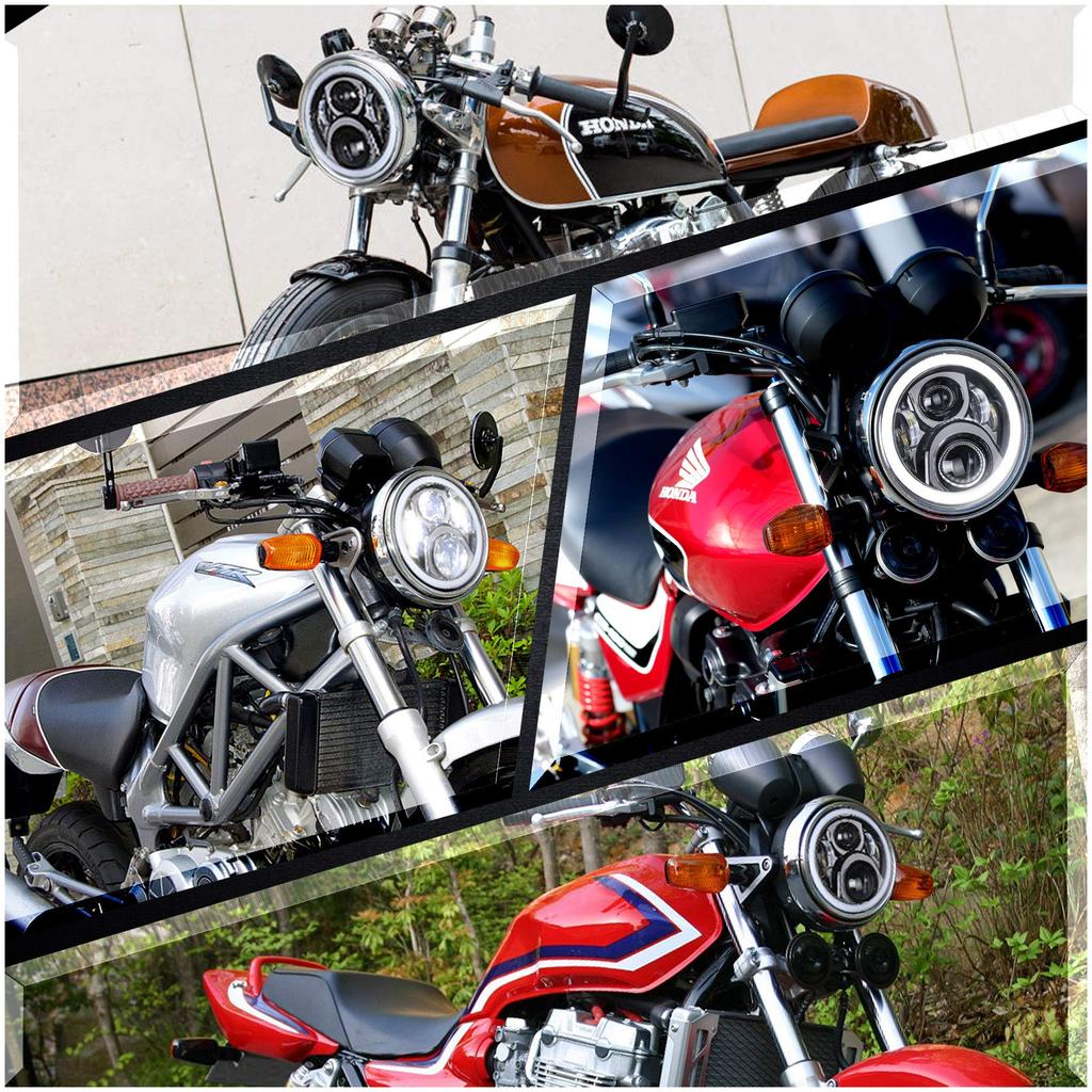 VTR250 Headlight, PXPART LED 7" Headlight Hi/Lo Beam Daylight DRL Function for CB400SF CB1100 CB750 Honda Motorcycle