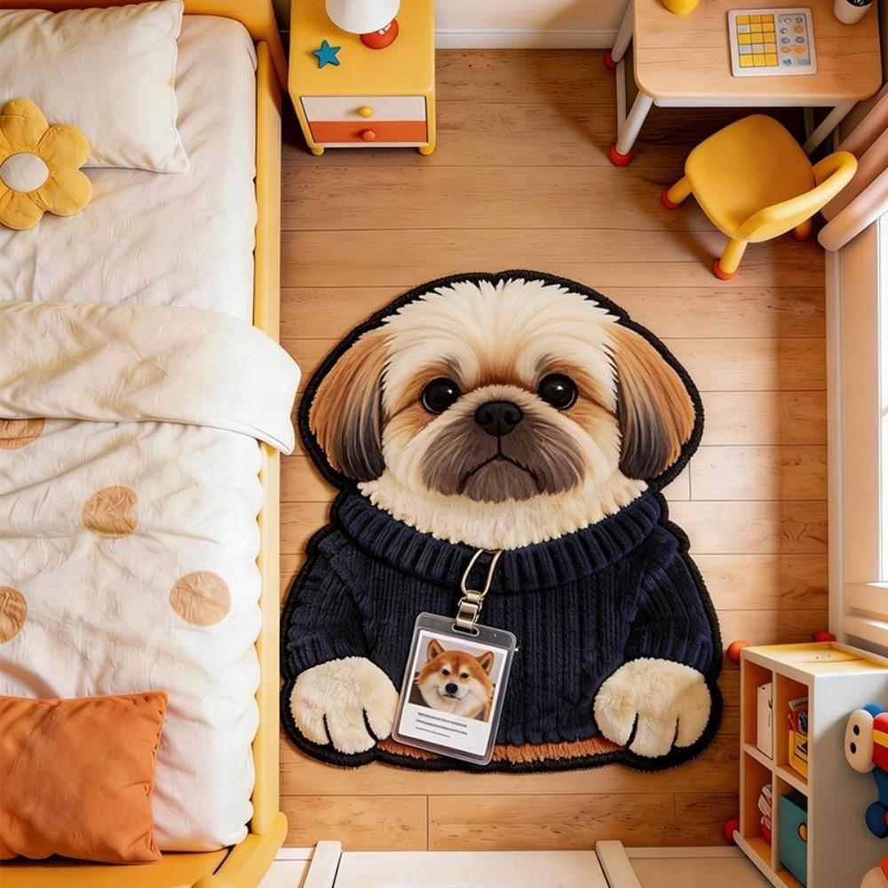 2D Home Decor Carpet Non-Slip Cartoon Carpet Soft Dog-Shaped Area Rug  Living Rooms