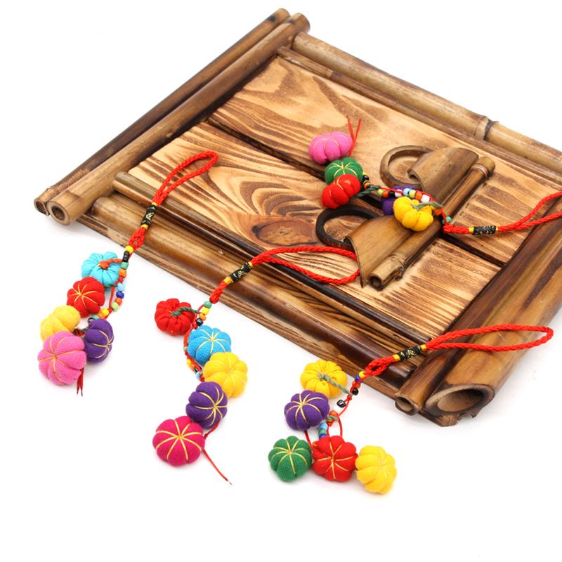 1Pc Keyring Colorful Pendant DIY Jewelry Boho Style Charms Pumpkin Shape Keychains Bag