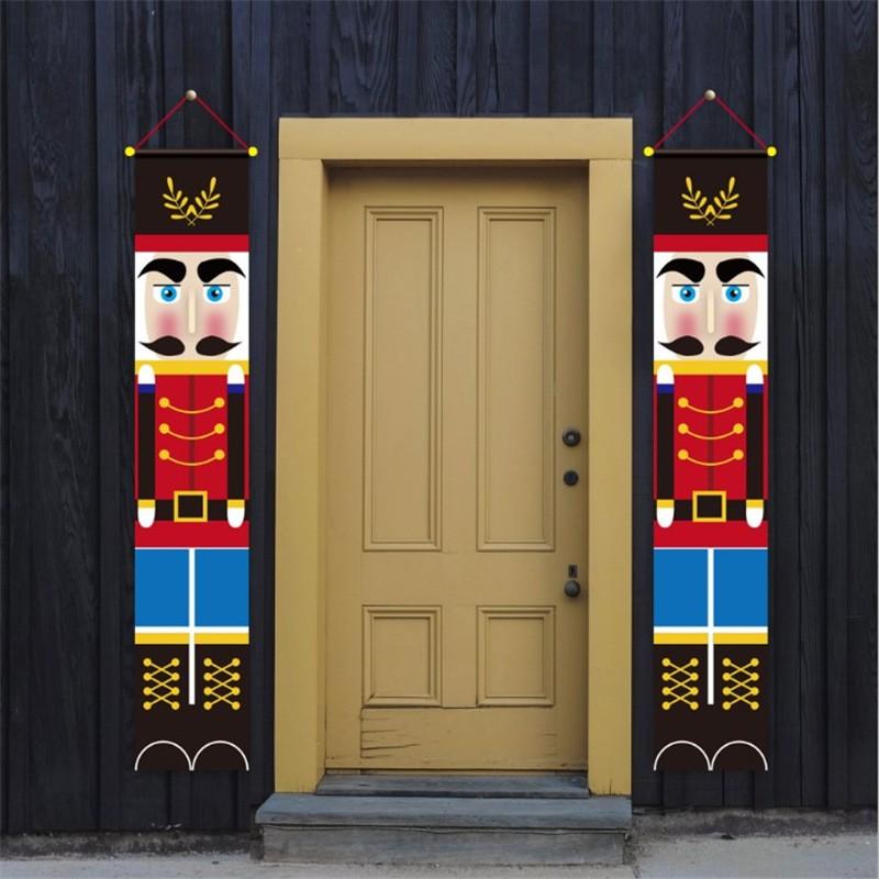 Christmas Decorations Nutcracker Door Curtain Banner Mall Atmosphere