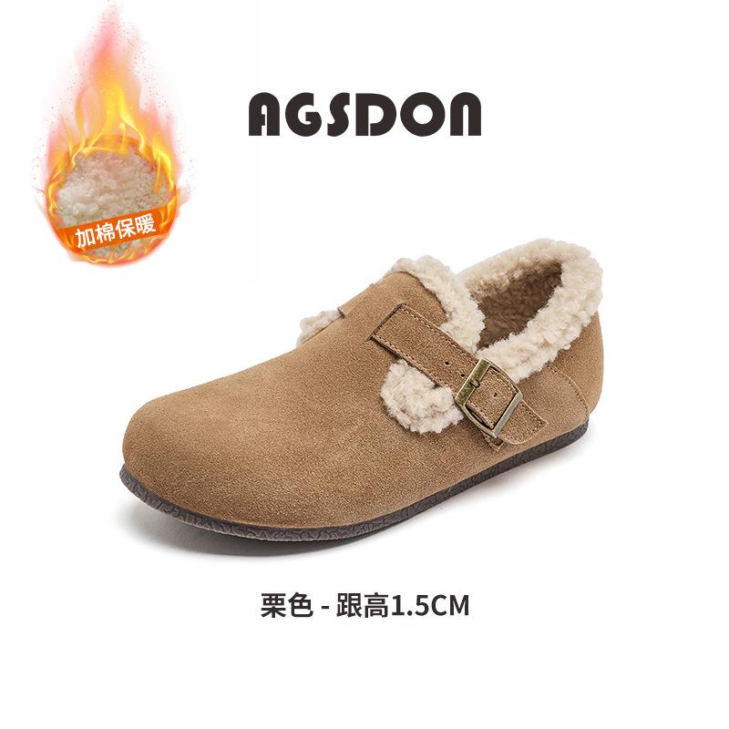 Augustine fleece Birkenstocks winter new flat-bottomed snow cotton shoes fluffy shoes