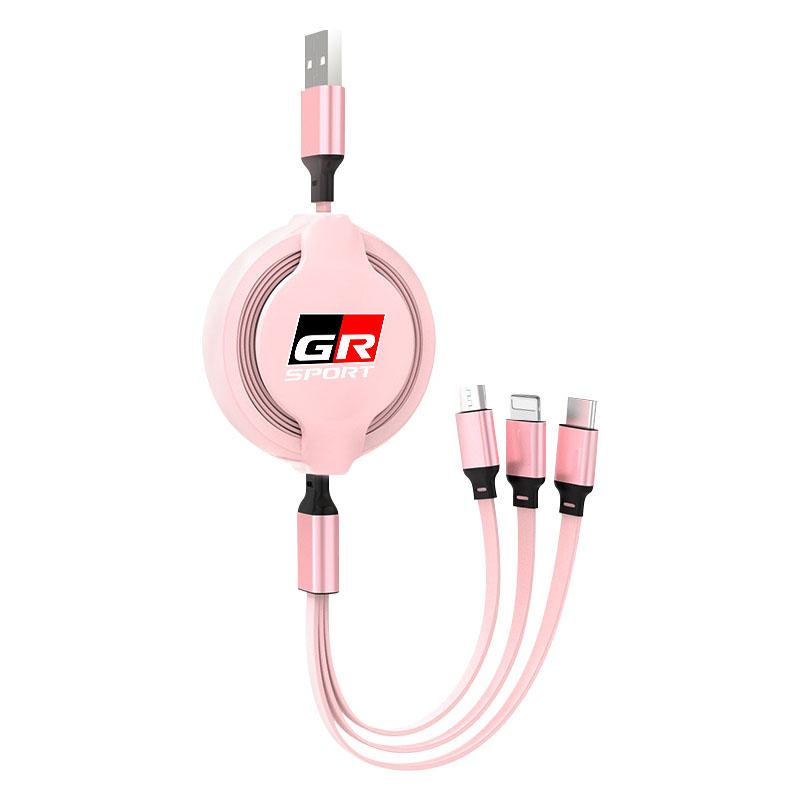 Car Accessories 3 In 1 Micro Cable Multi Charger for Toyota Trd GR Corolla Yaris Chr Auris RAV4 Land Cruiser Camry Highlander
