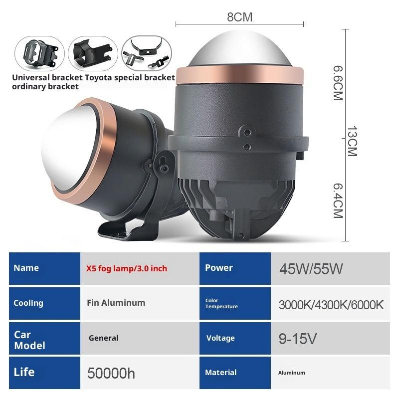 3 Inch Lentilă Dublă Putere Mare Efect Trei Lasere Nedistructiv Cupă Dublă Lampă H4 H7 Mașină Motocicletă Universal