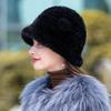 Mink fur straw hat children's autumn and winter hat fisherman hat fashion warm basin hat new woven elegant hat