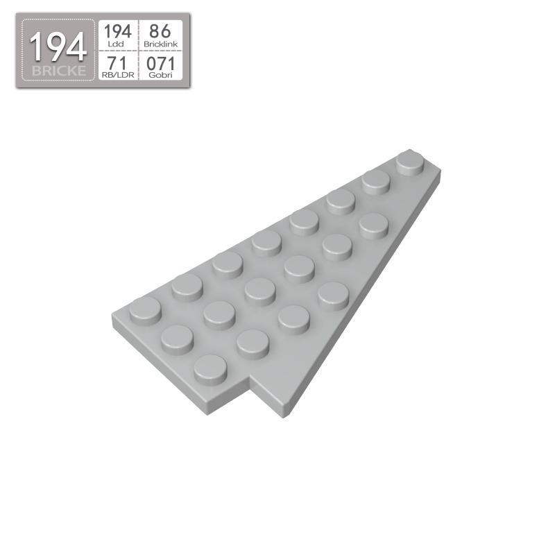 BRICKE 3934 - 8x4 Right Wing Wedge Plate, Compatible with LEGO for MOC Building and DIY Projects 50g (~18 pcs)