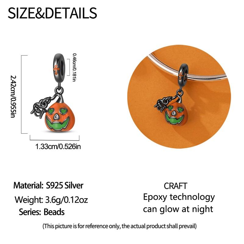 Copper Luminous Halloween Charms Pumpkin Face Pendant Jewellery Fit Original Bracelet Necklace For Women Diy Gift