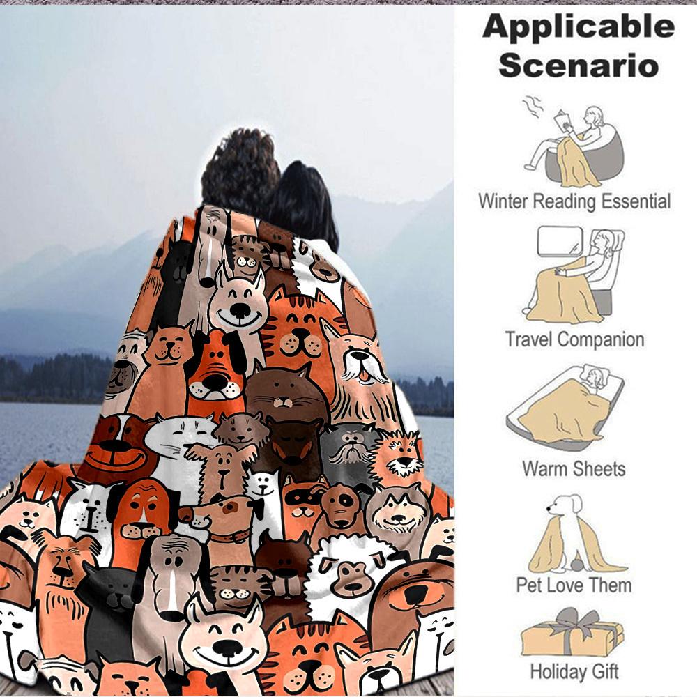 1pc Pets Animals Dog Print Blanket   Lightweight Flannel Throw Blanket For Sofa, Bed, Living Room, Office, Outdoor Travel, Camping