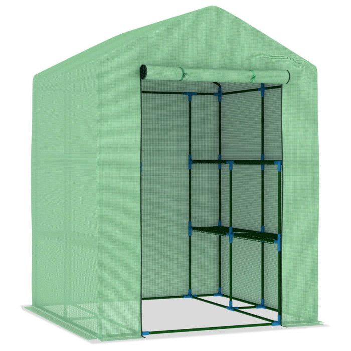 VidaXL Serre avec Etagères Abri Plantes Serre à Fleurs Serre à Plantes Légumes Jardin Résistant à la Rouille Extérieur Acier 48167