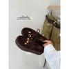Retro beaded women's autumn new lace-up loafers, thick-soled heightening Boken kangaroo shoes