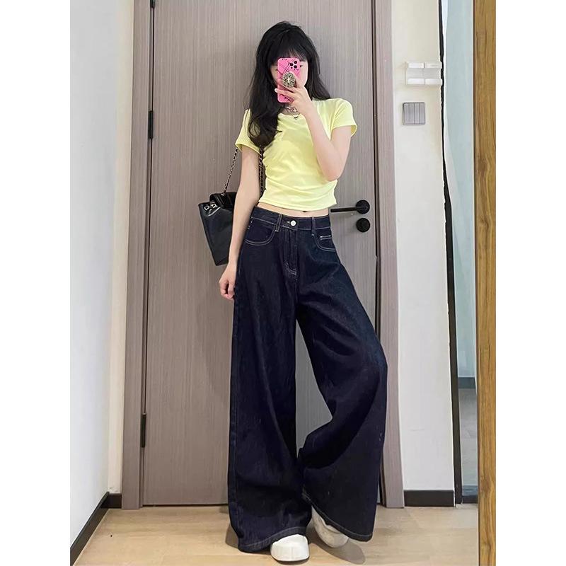 Plus Size Women’s High Waist Retro Wide-Leg Jeans - Autumn Relaxed Fit