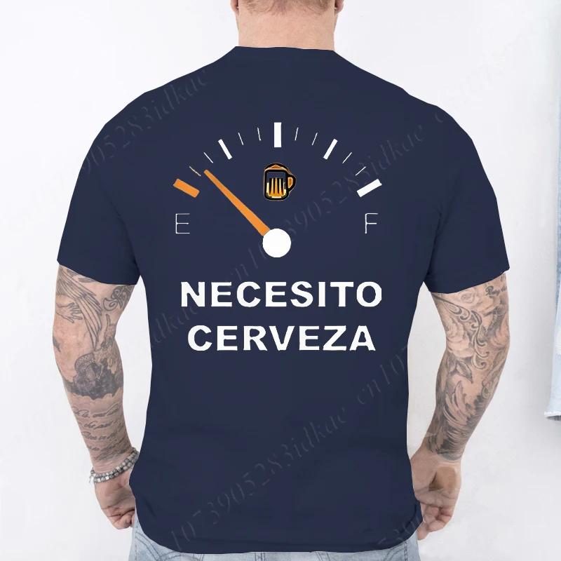 Fashion Casual T-shirt NECESITO CERVEZA Print Men Tshirts Trendy Tee Top Clothes for Summer Drinking Beer T Shirt Fashion Tops