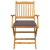 Folding Chair with Cushion 2 pcs Brown Solid Acacia Wood