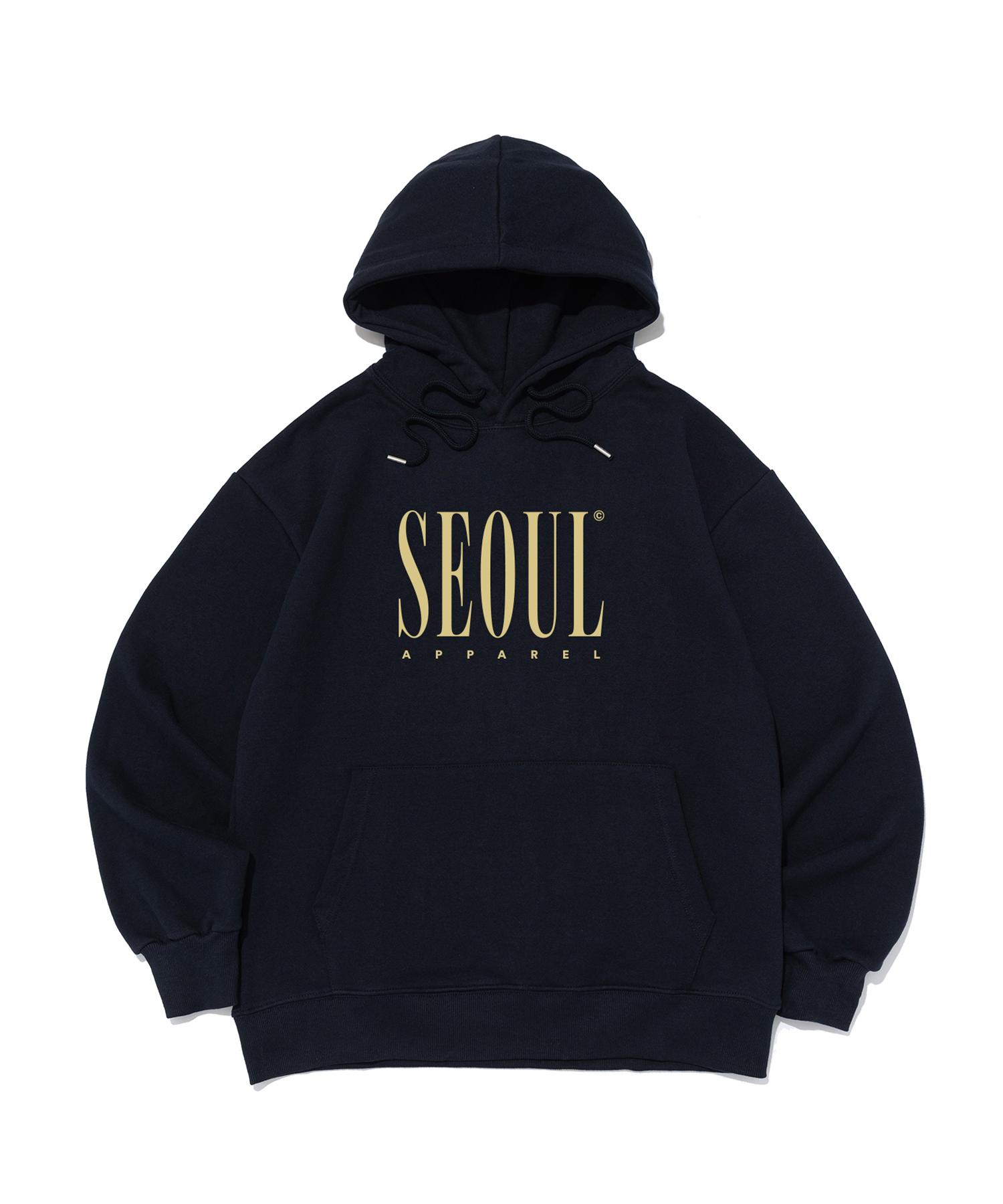 Seoul Apparel Lettering Logo Hoodie (Navy) M